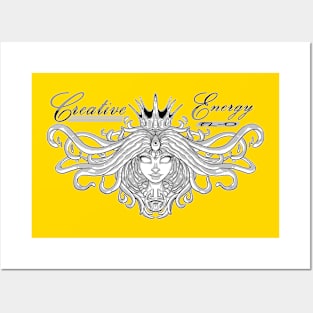 WEIRDO - Creative Energy Flo - Beauty - Black and White - Yellow Posters and Art